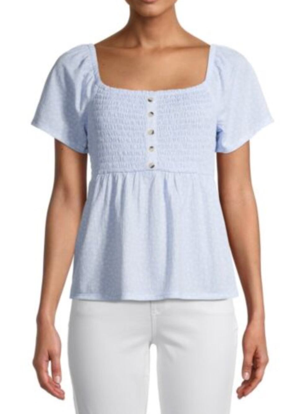 No Boundaries Blue Baby Flower Smocked Baby Doll Top XXL